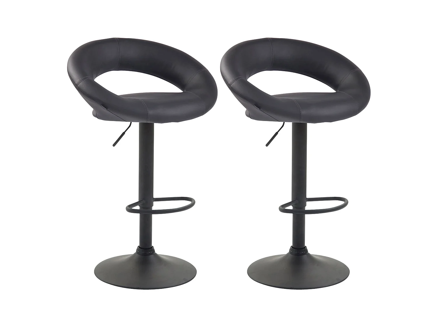 Lot de 2  Tabouret de bar - Similicuir & Métal - Gris - Olinda