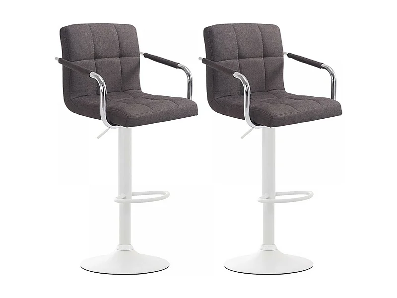Lot de 2  Tabouret de bar - Tissu & Métal chromé - Gris foncé - Lucy V2