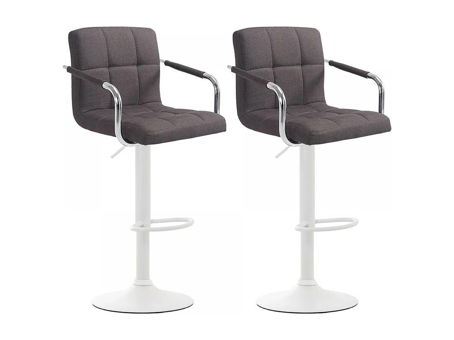 Lot de 2  Tabouret de bar - Tissu & Métal chromé - Gris foncé - Lucy V2