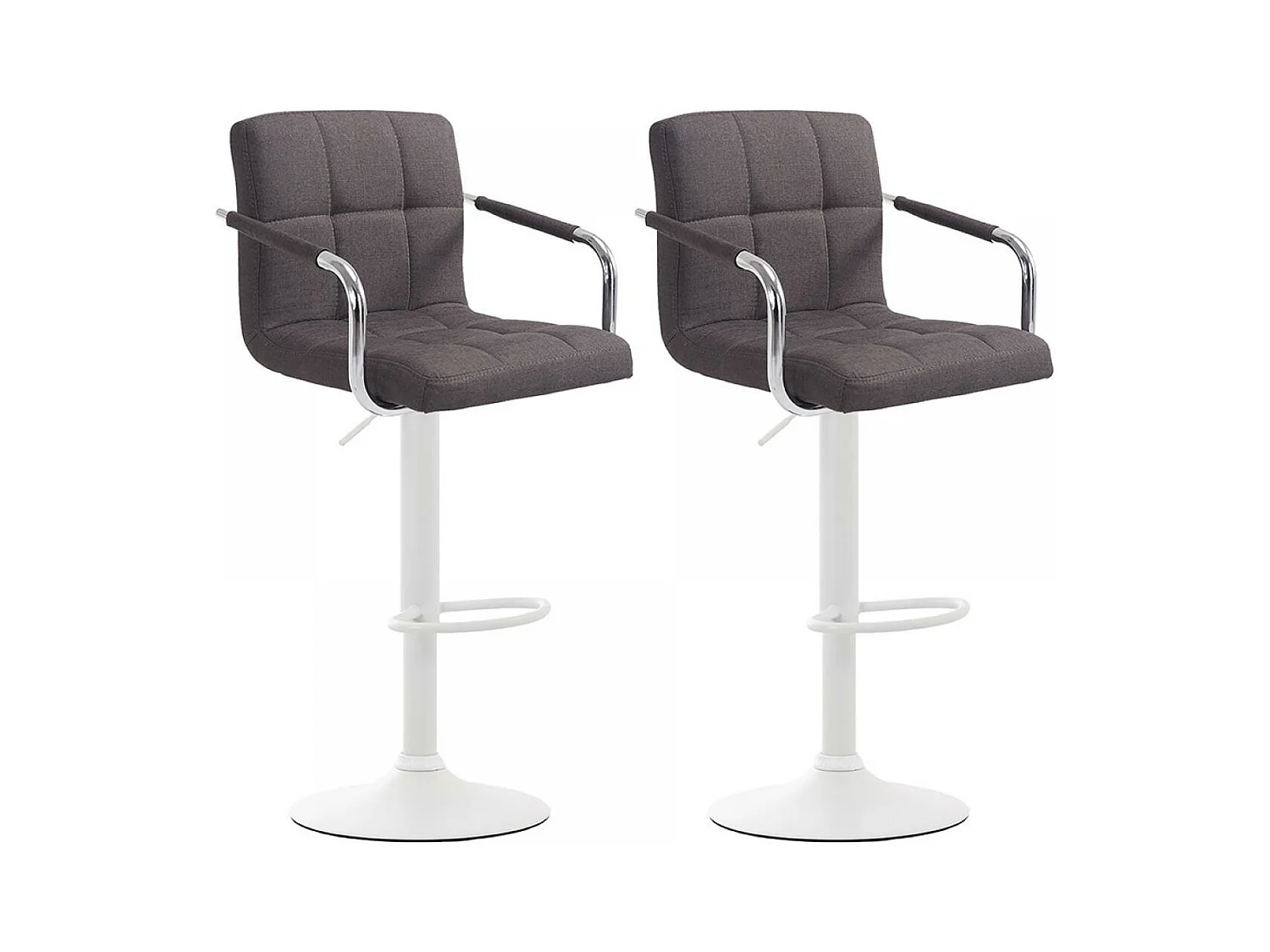 Lot de 2  Tabouret de bar - Tissu & Métal chromé - Gris foncé - Lucy V2