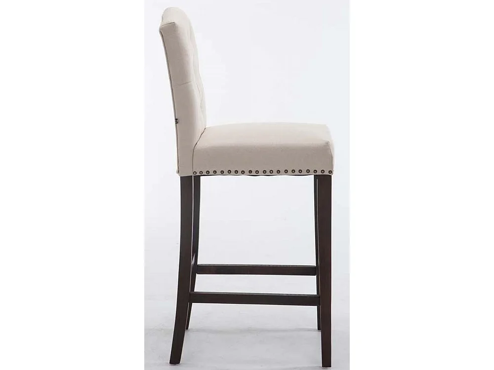 Lot de 2  Tabouret de bar - Tissu & Bois - Crème - Louise