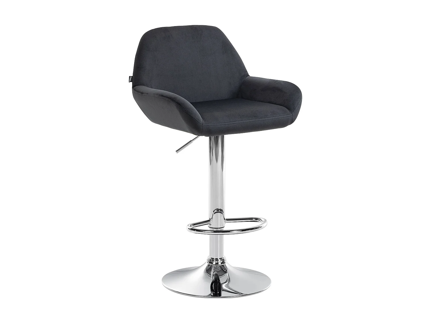 Tabouret de bar - Velours & Chrome - Noir - Braga