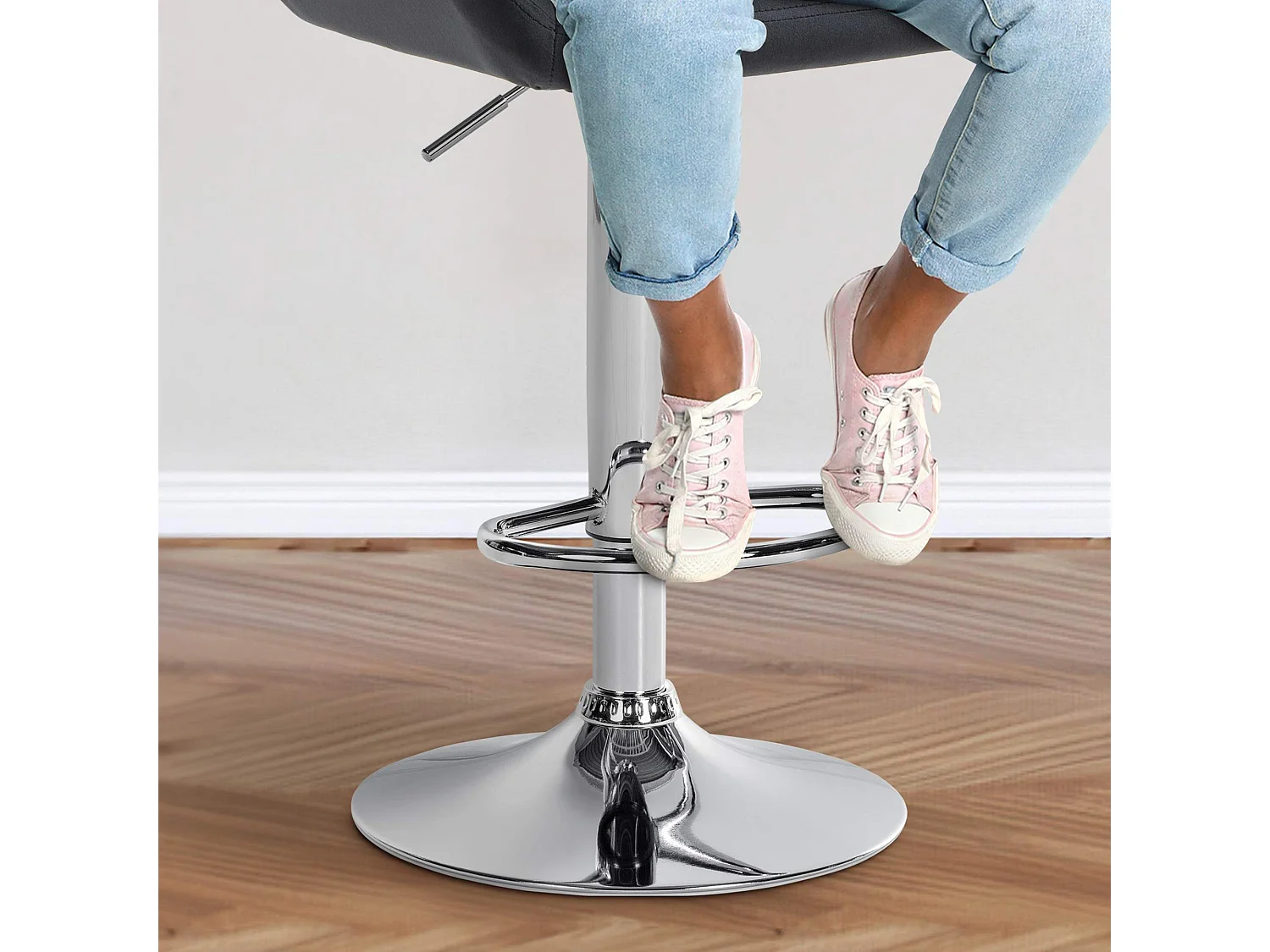 Tabouret de bar - Velours & Chrome - Noir - Braga