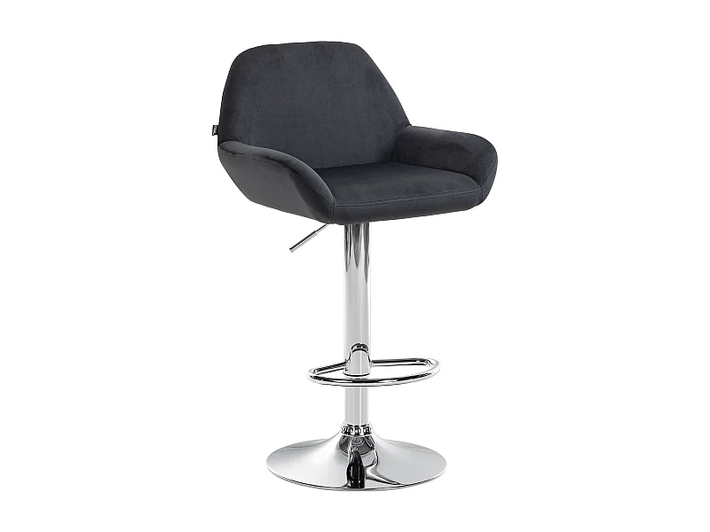 Tabouret de bar - Velours & Chrome - Noir - Braga