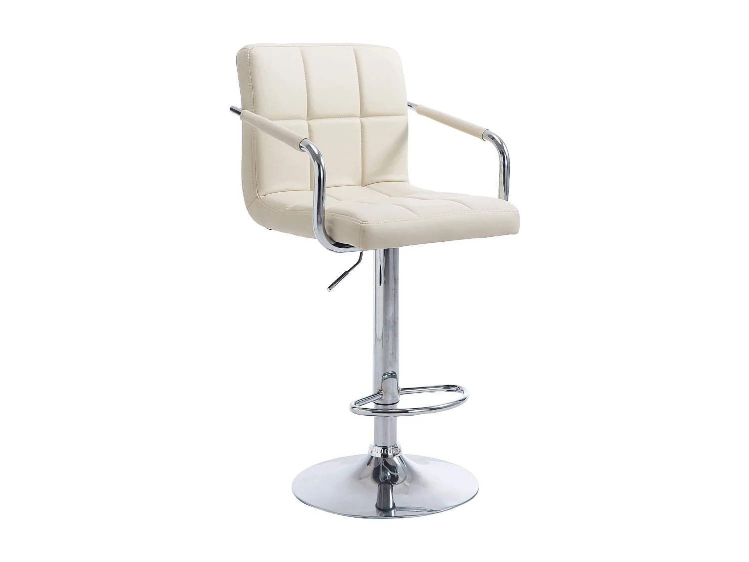 Tabouret de bar - Similicuir & Métal - Crème - Lucy V2