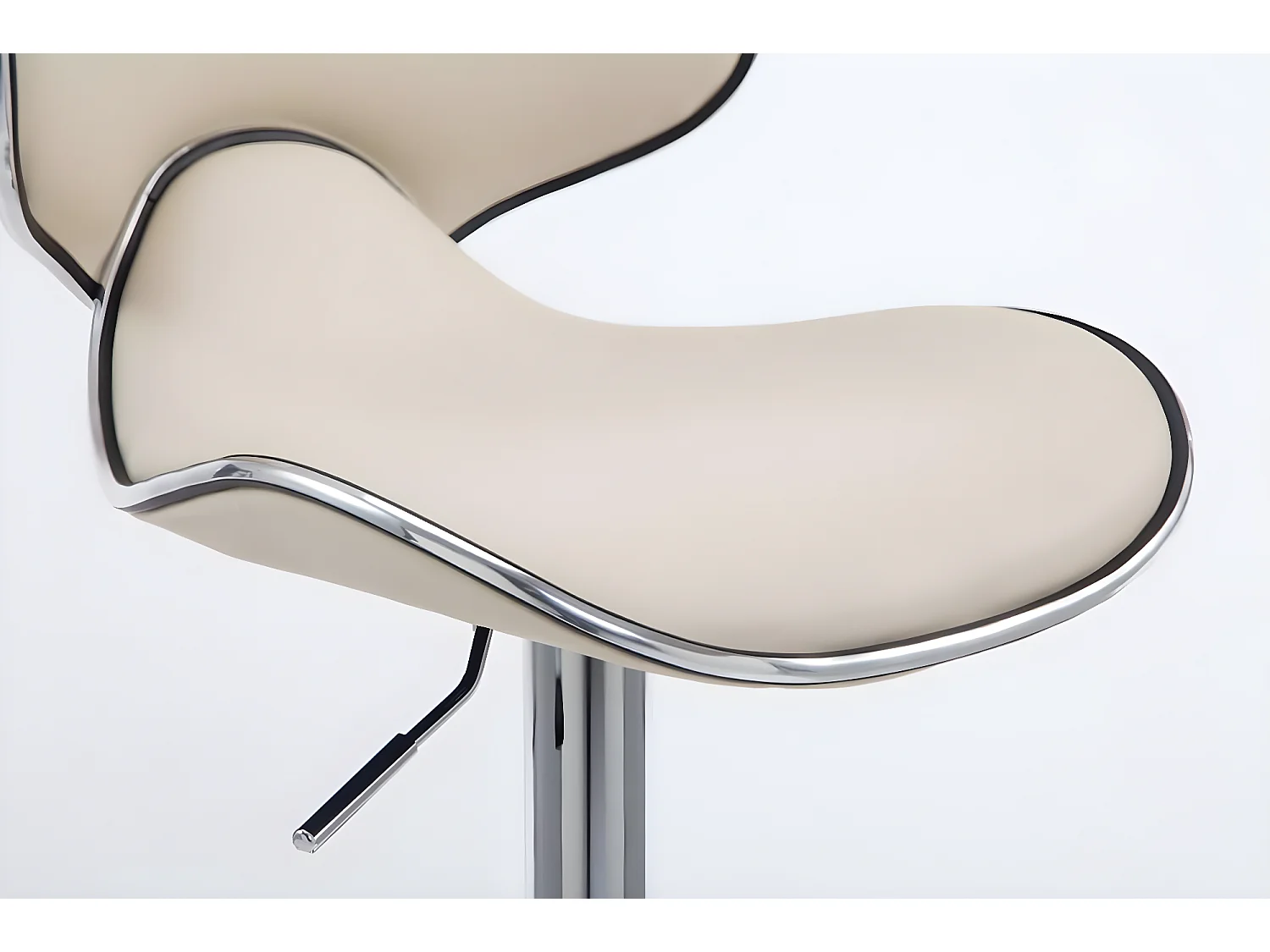 Lot de 2  Tabouret de bar - Similicuir & Chrome - Crème - Las Vegas v2