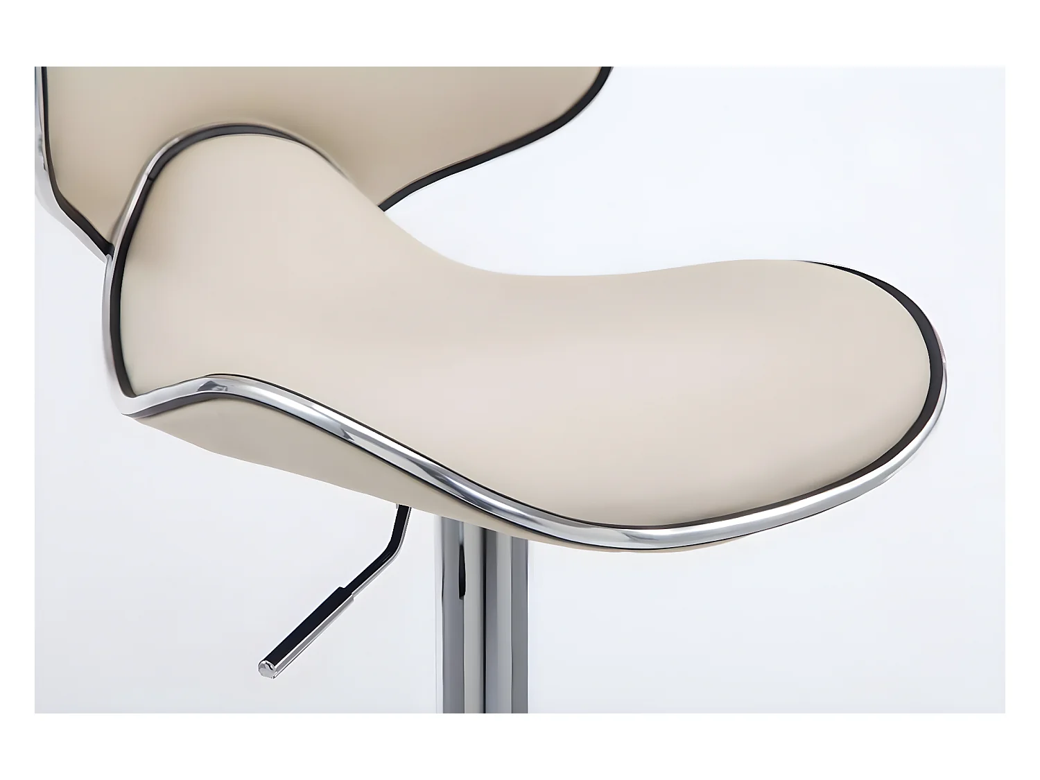 Lot de 2  Tabouret de bar - Similicuir & Chrome - Crème - Las Vegas v2