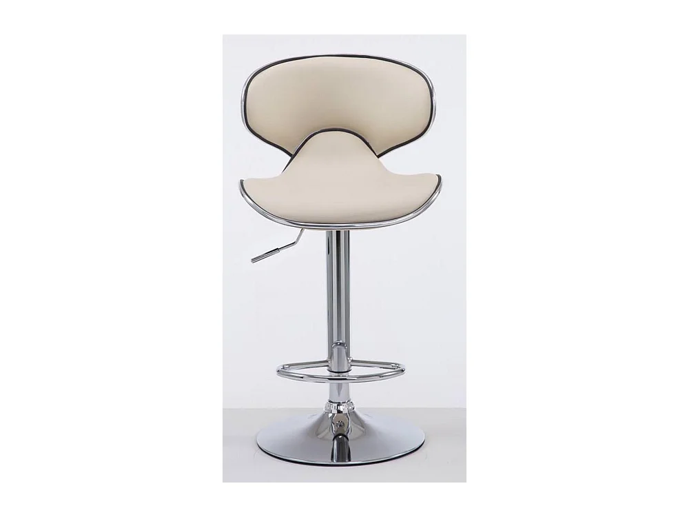 Lot de 2  Tabouret de bar - Similicuir & Chrome - Crème - Las Vegas v2