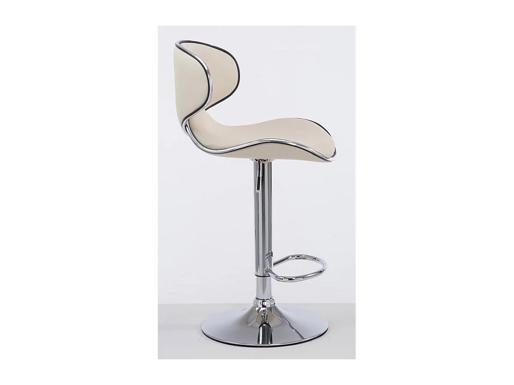 Lot de 2  Tabouret de bar - Similicuir & Chrome - Crème - Las Vegas v2