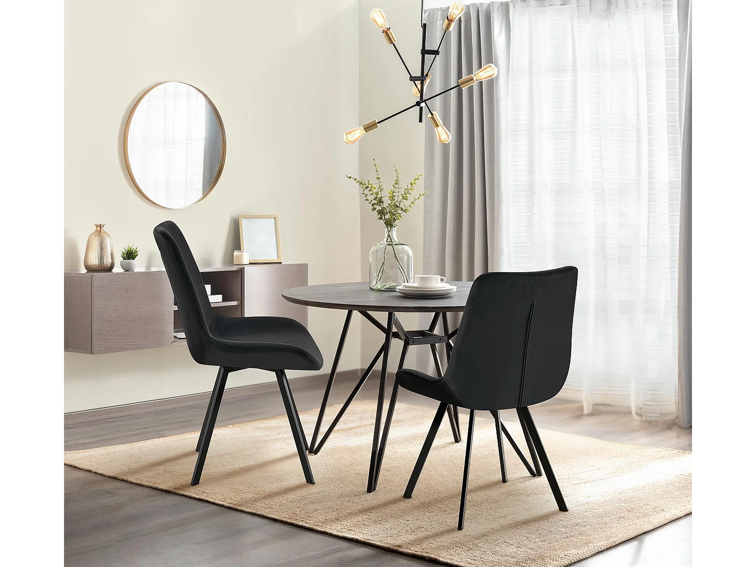 chaise salle à manger - Velours - Noir - Lewes