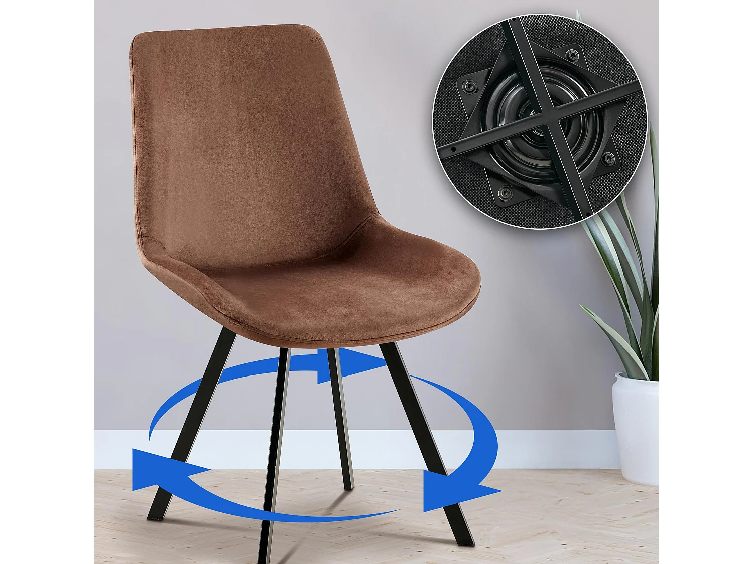 chaise salle à manger - Velours - Marron - Lewes