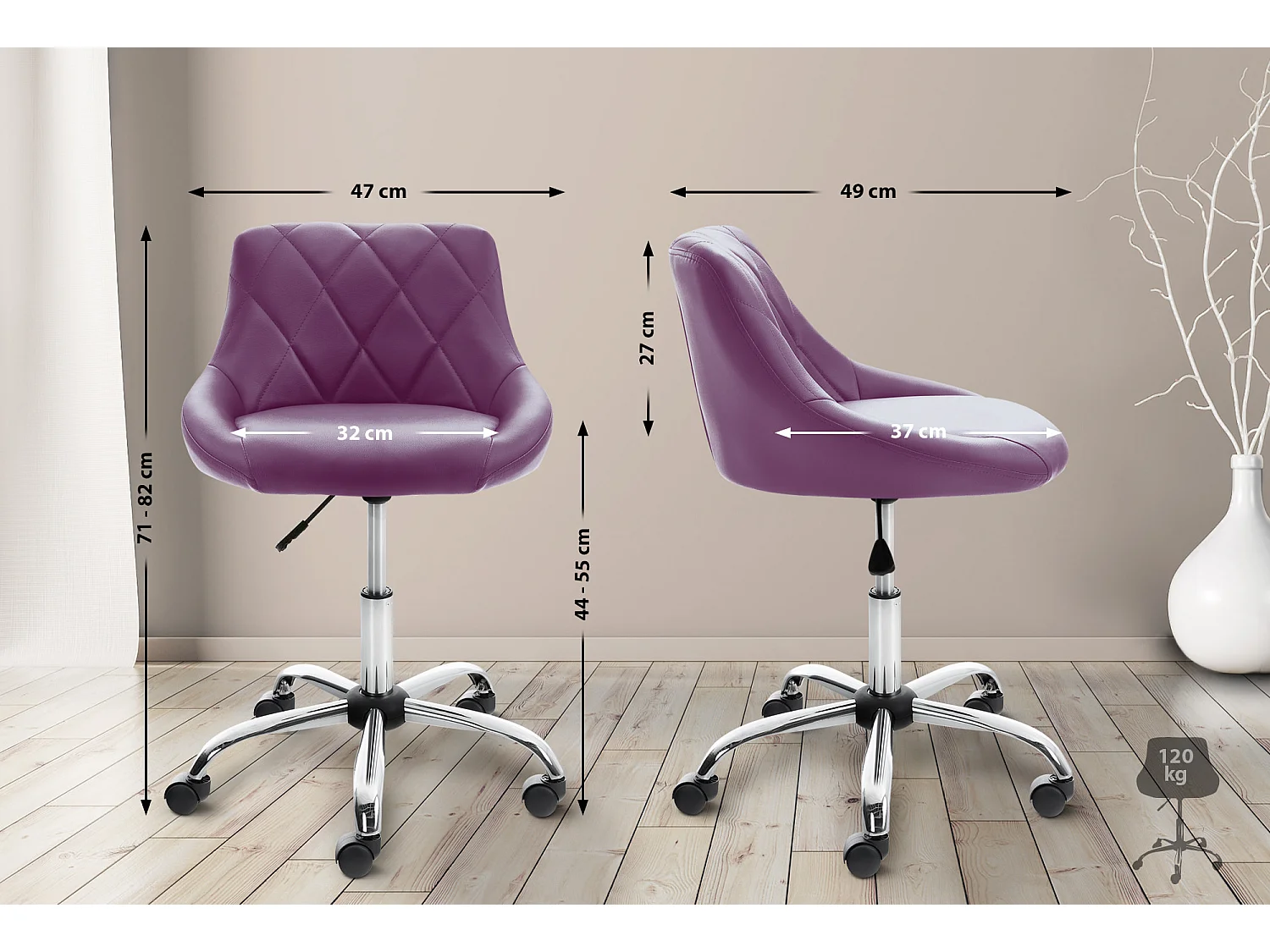 Chaise de bureau - Similicuir & Métal chromé - Lazio