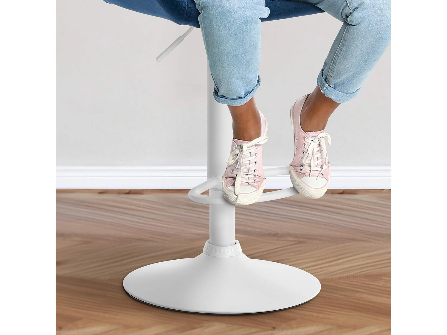 Tabouret de bar - Velours & Blanc - Bleu - Braga