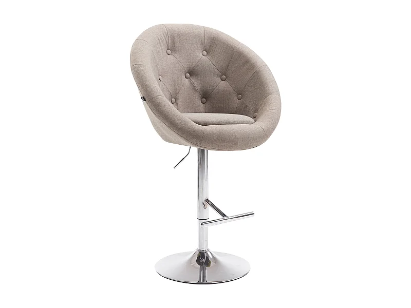 Tabouret de bar - Tissu & Chrome - Taupe - London