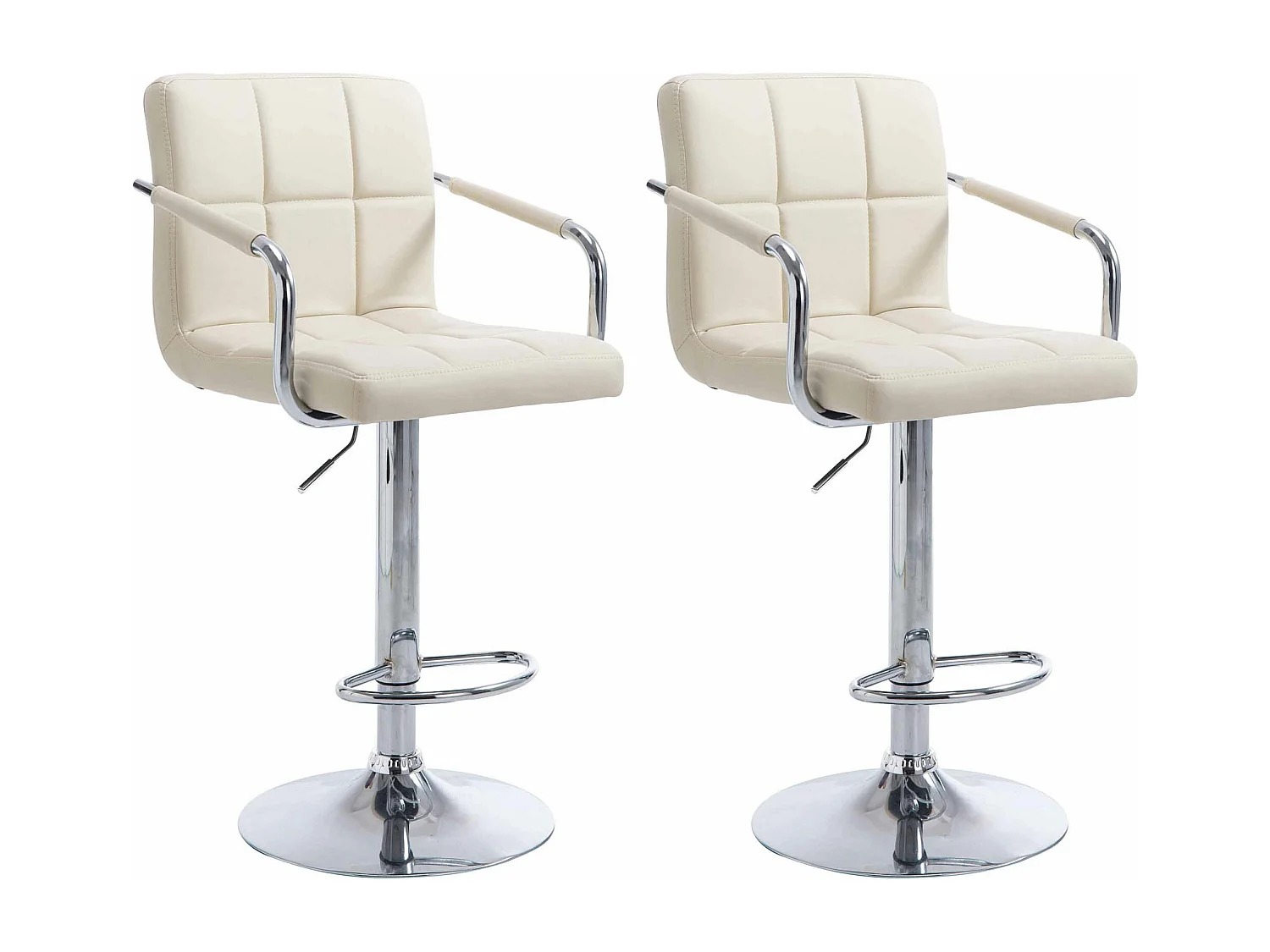 Lot de 2  Tabouret de bar - Similicuir & Métal - Crème - Lucy V2