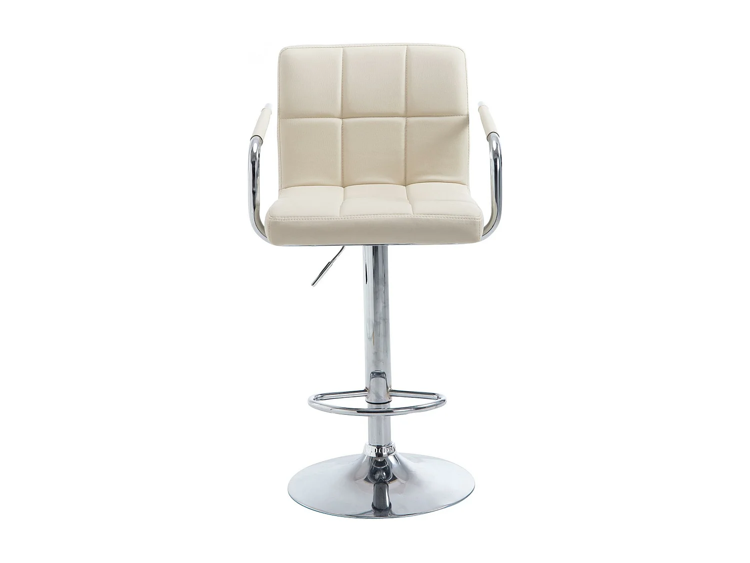 Lot de 2  Tabouret de bar - Similicuir & Métal - Crème - Lucy V2