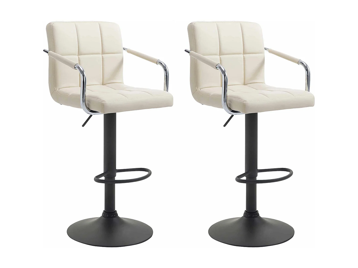 2er Set Barhocker - Kunstleder & Metall - creme - Lucy V2