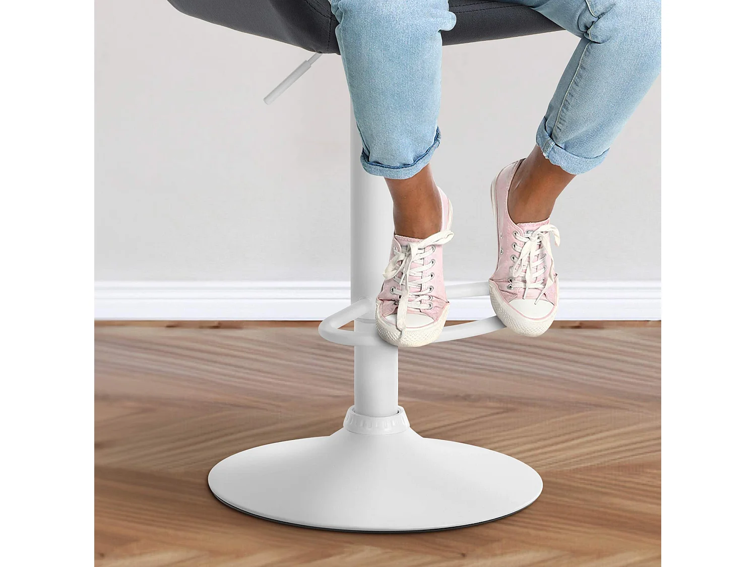 Tabouret de bar - Velours & Blanc - Noir - Braga