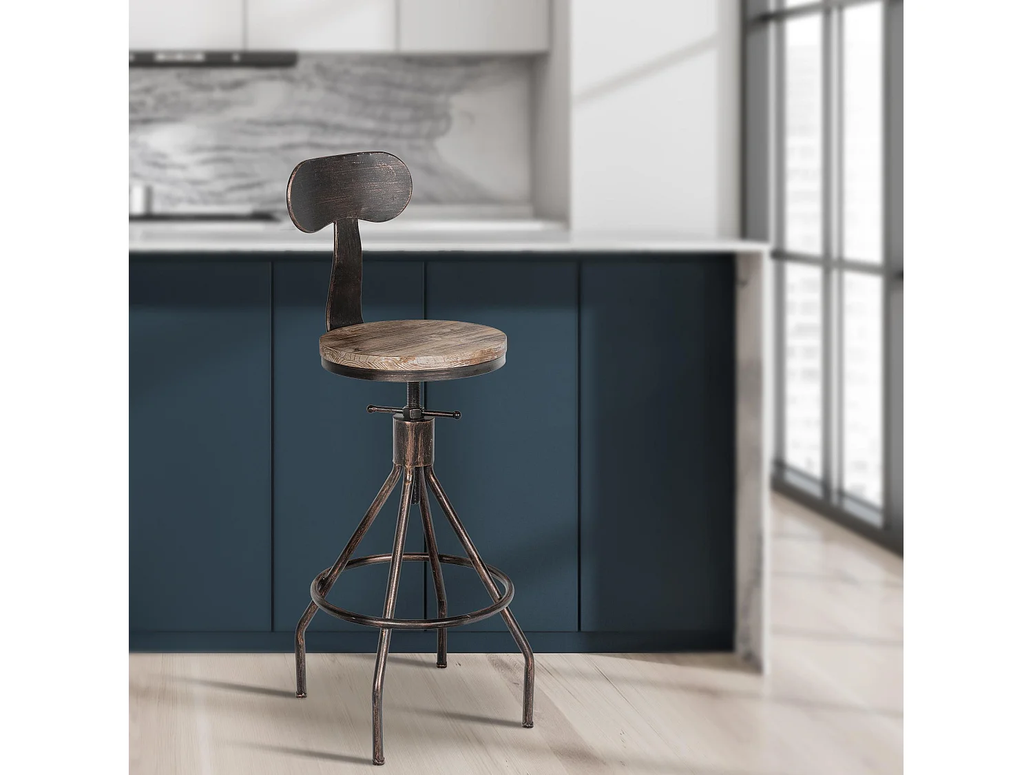 Barhocker - Holz & chrom - bronze - Hanam