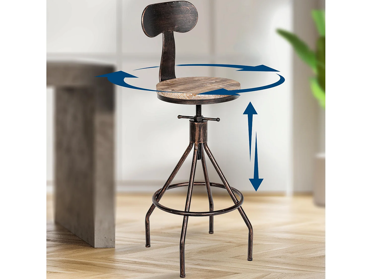 Barhocker - Holz & chrom - bronze - Hanam