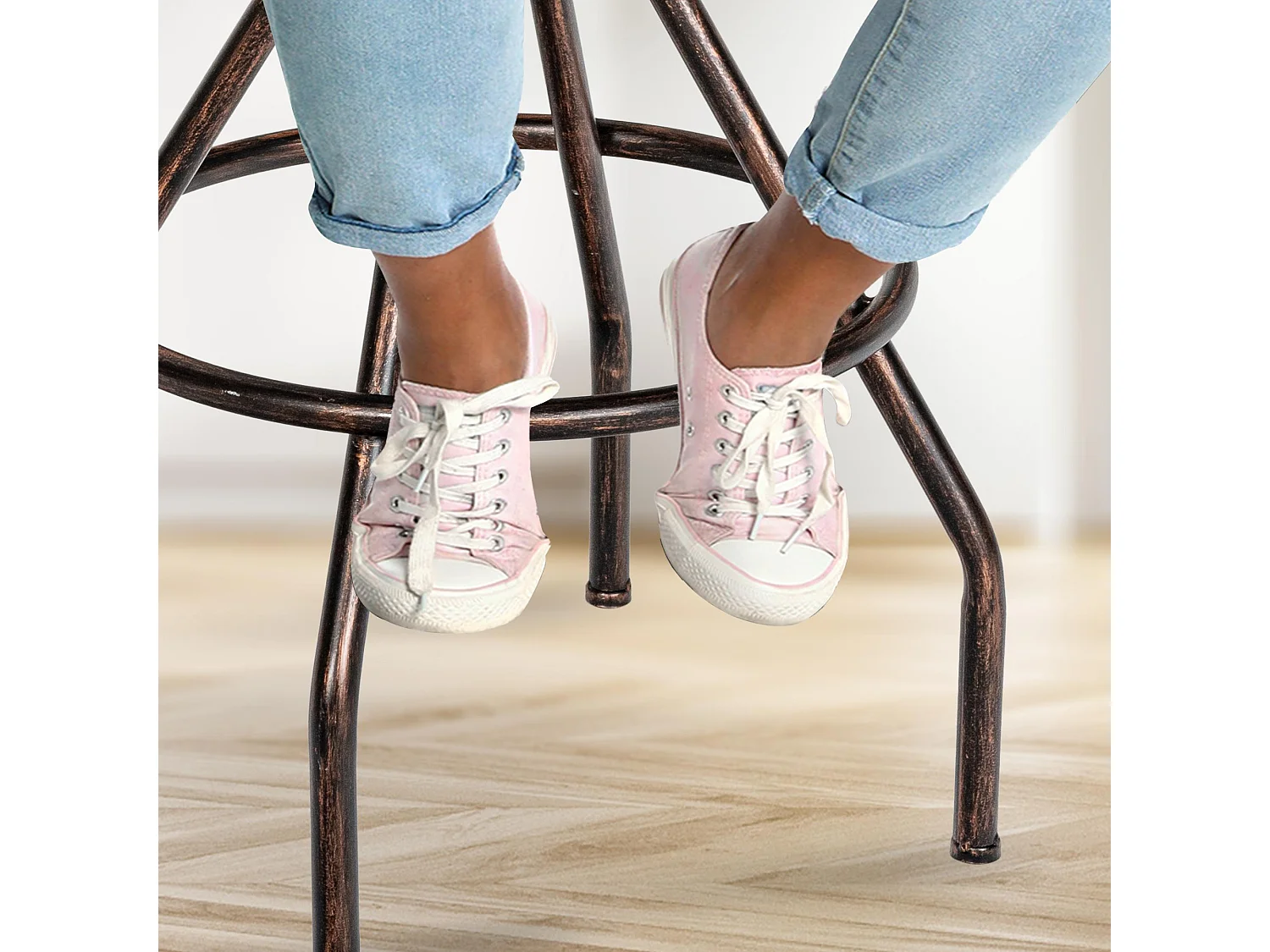 Barhocker - Holz & chrom - bronze - Hanam