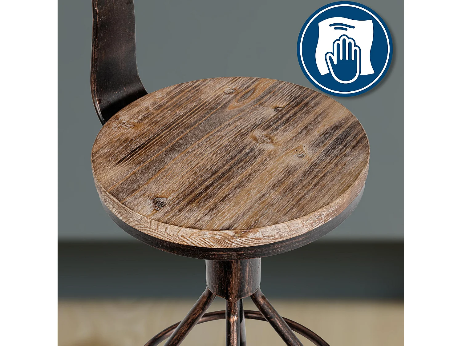 Barhocker - Holz & chrom - bronze - Hanam