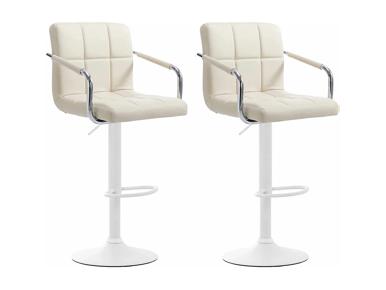 2er Set Barhocker - Kunstleder & Metall - creme - Lucy V2