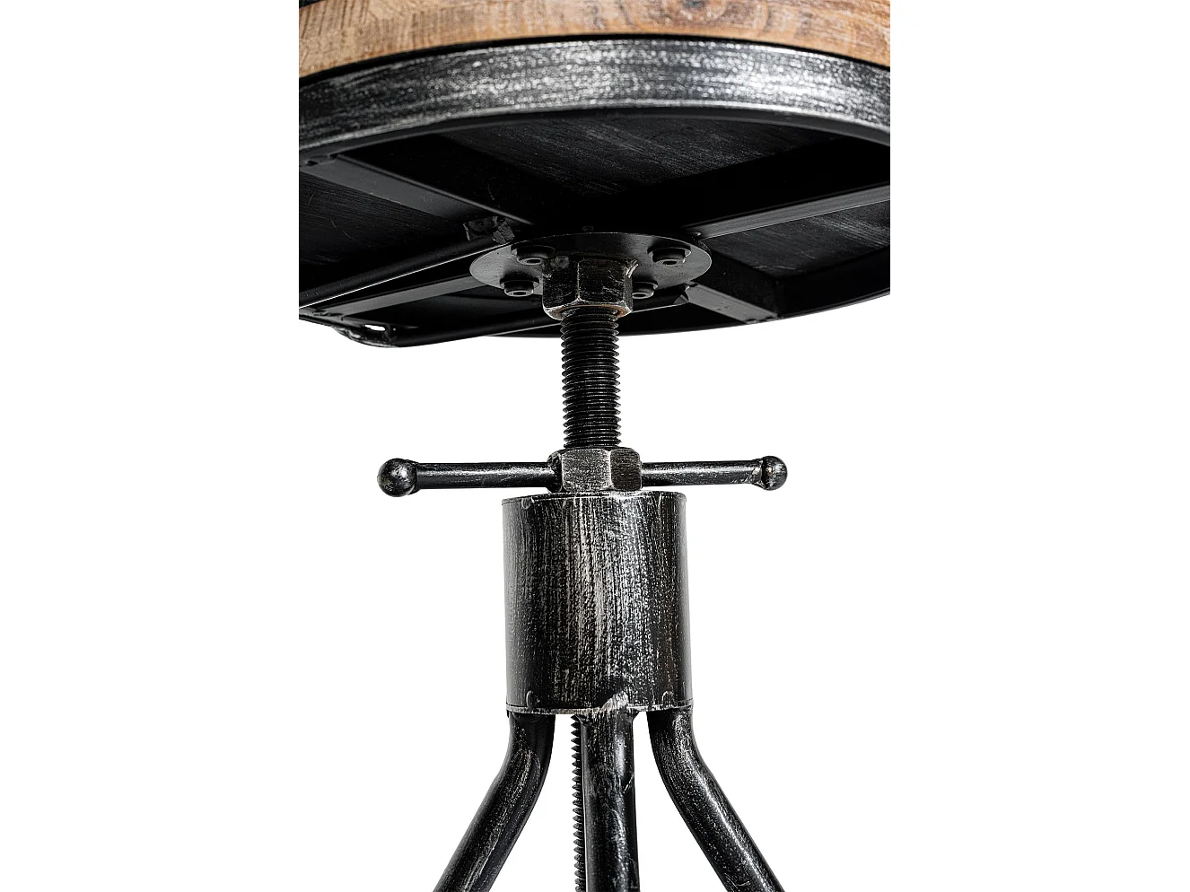 Tabouret de bar - Bois & Chrome - Argent antique - Hanam