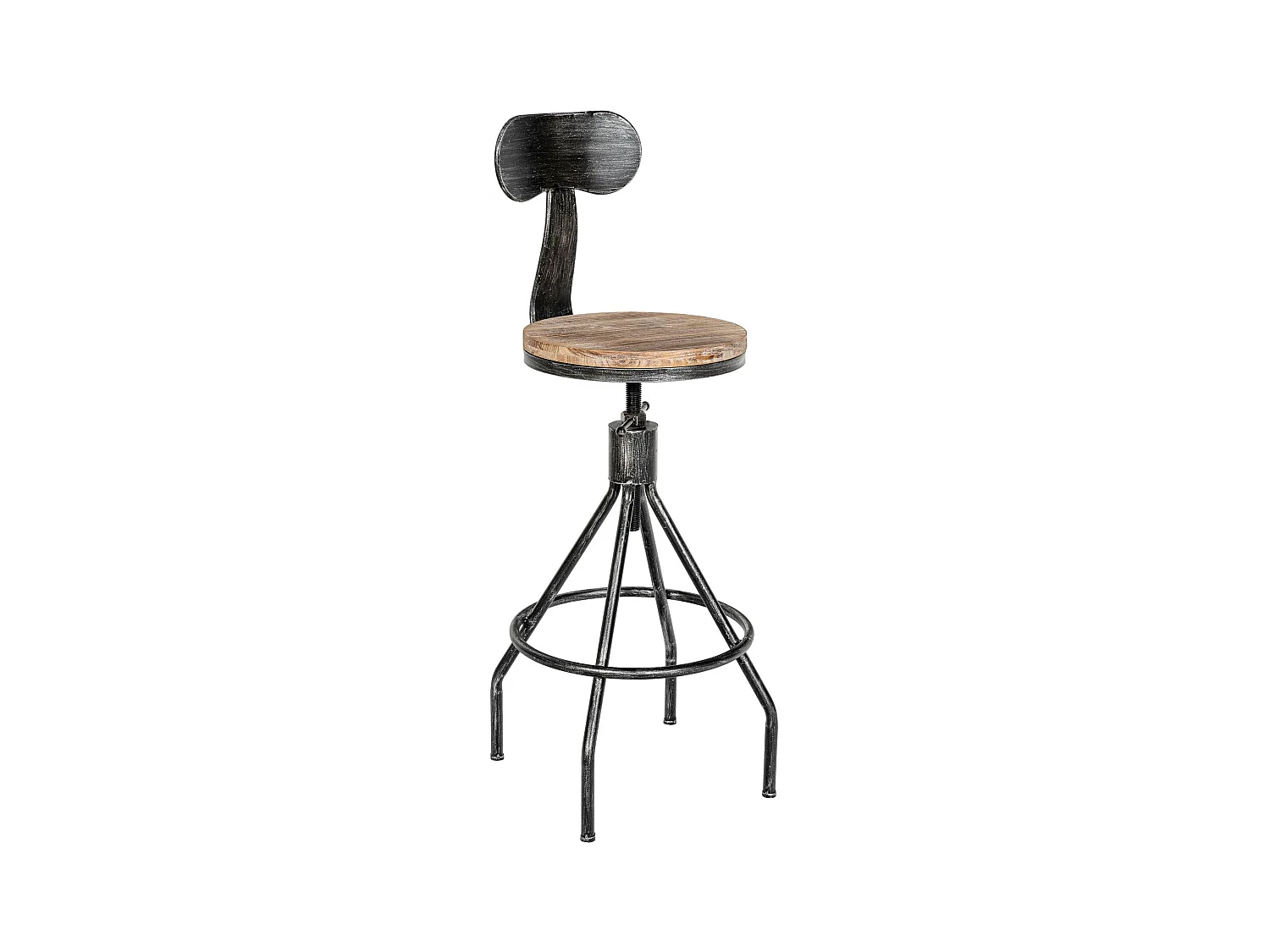 Barkruk - Hout & chroom - antiek zilver - Hanam
