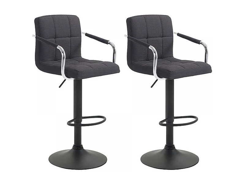 Lot de 2  Tabouret de bar - Tissu & Métal chromé - Noir - Lucy V2