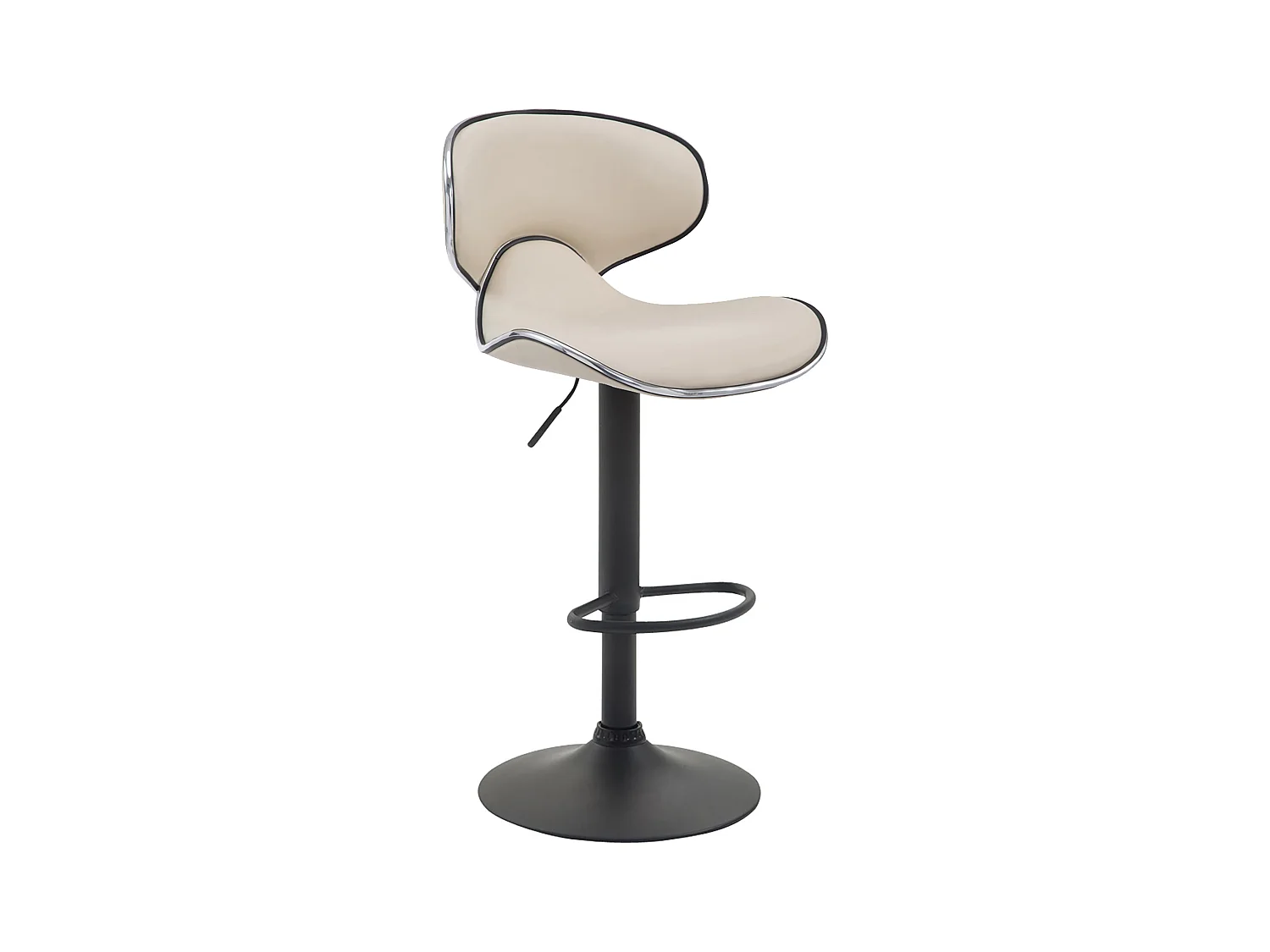 Tabouret de bar - Similicuir & Métal chromé - Crème - Las Vegas V2