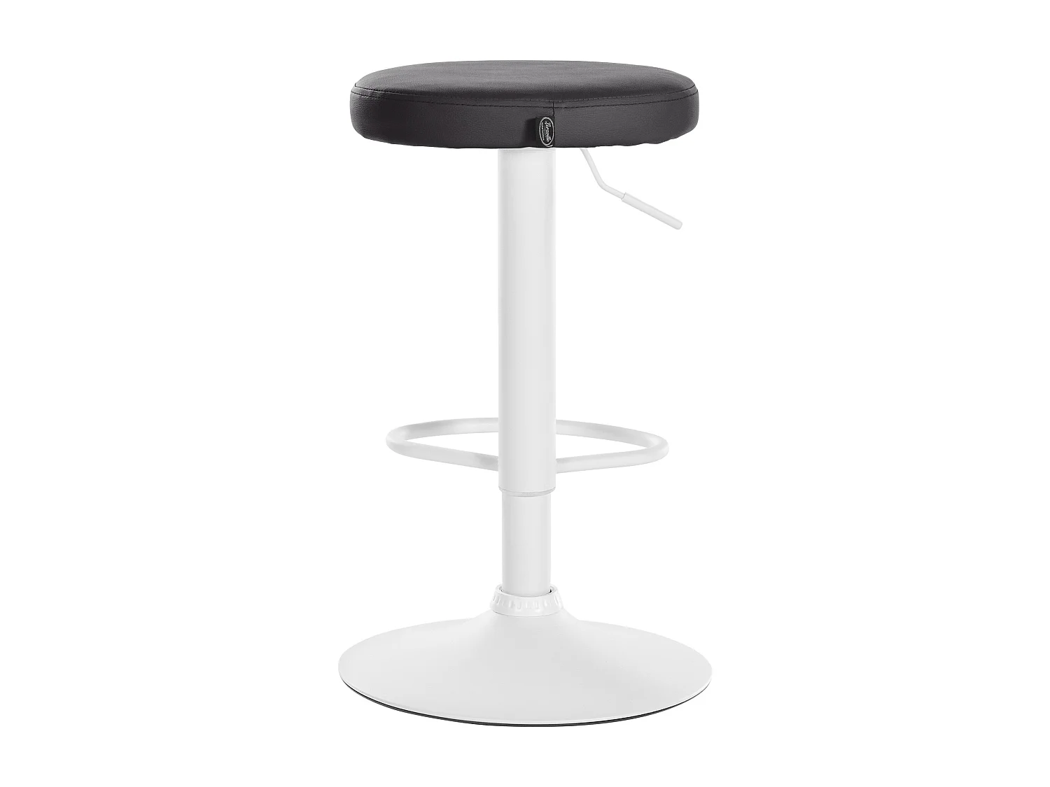 Lot de 2  Tabouret de bar - Similicuir & Métal blanc mat - Noir - Ponte