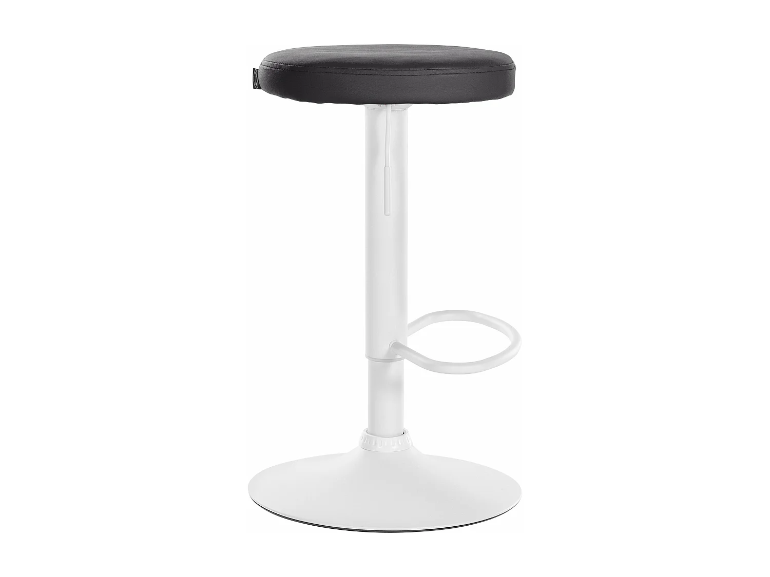 Lot de 2  Tabouret de bar - Similicuir & Métal blanc mat - Noir - Ponte