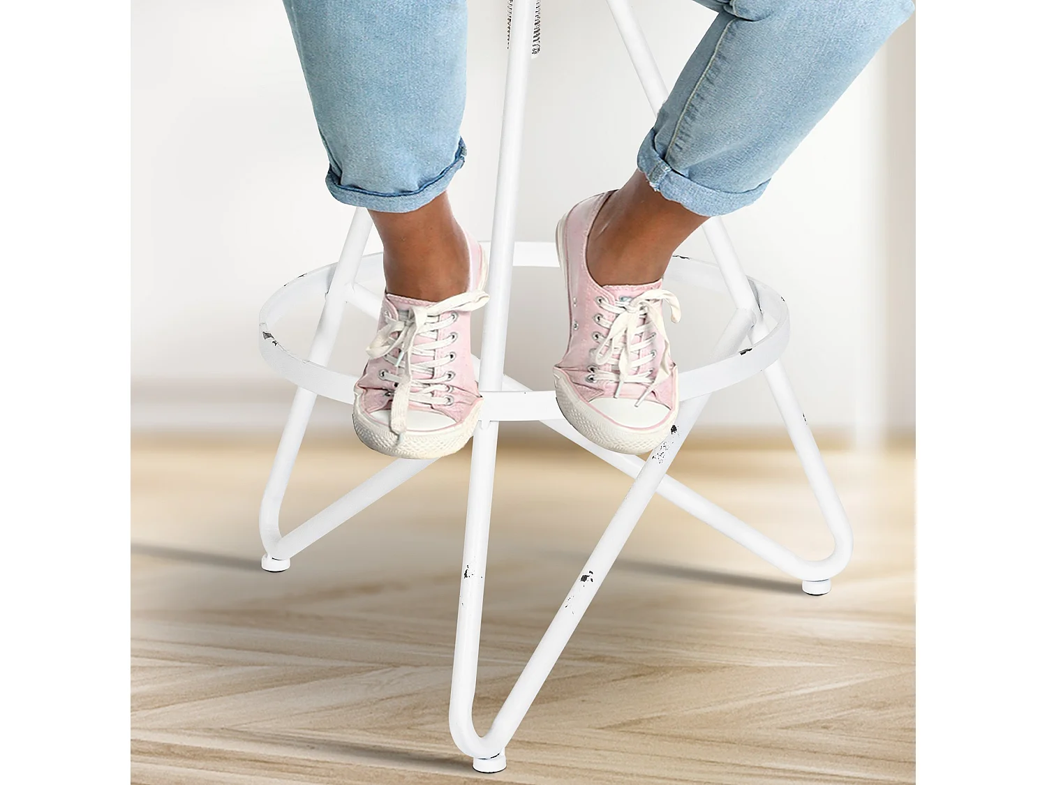 Lot de 2  Tabouret de bar - Métal - Blanc antique - Karla