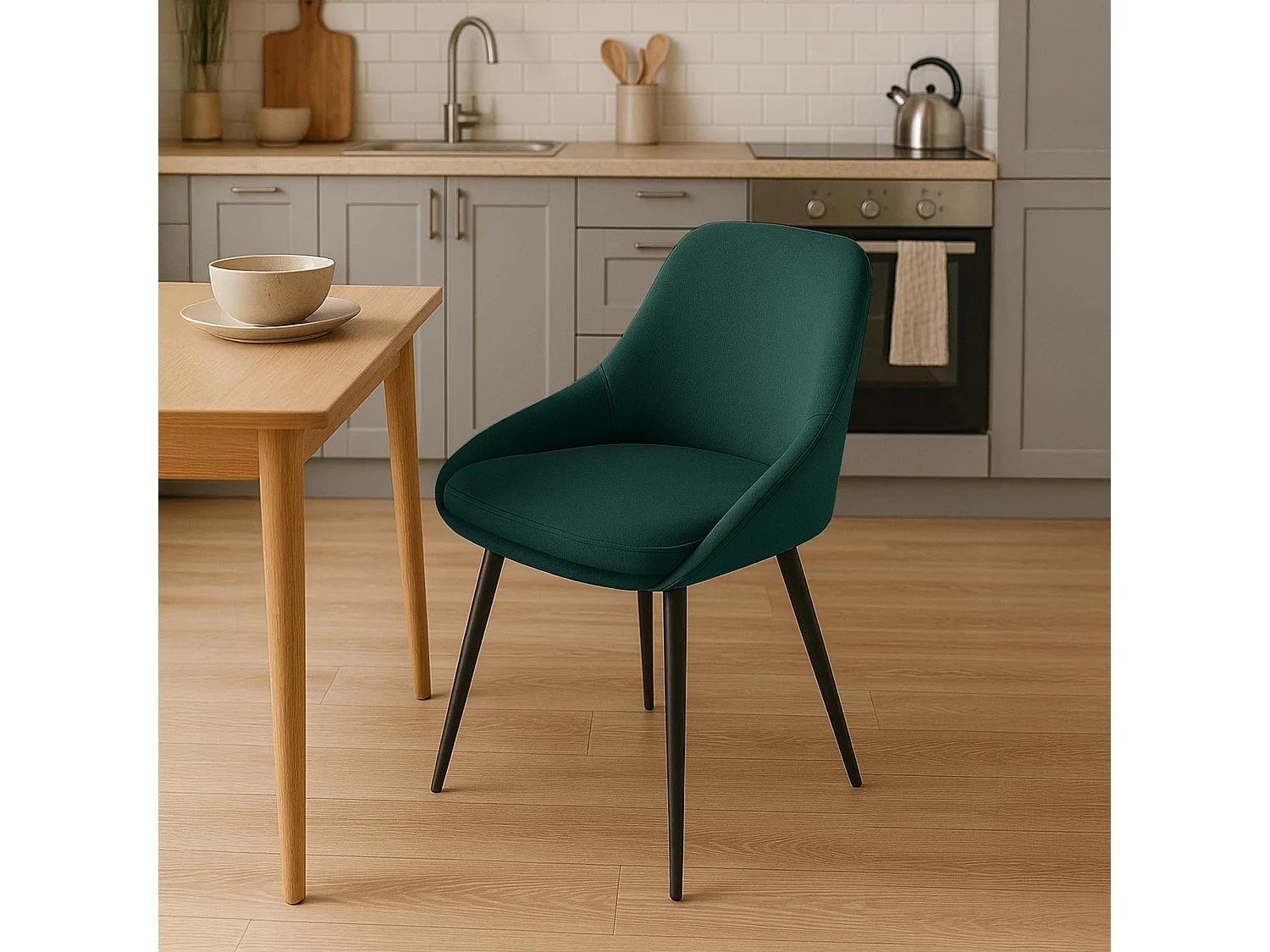 chaise salle à manger - Velours - Vert - Elmira