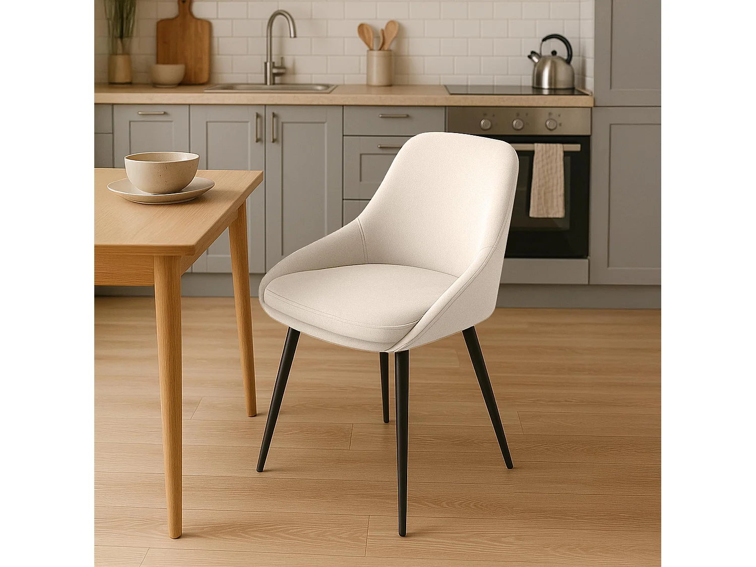 chaise salle à manger - Velours - Crème - Elmira