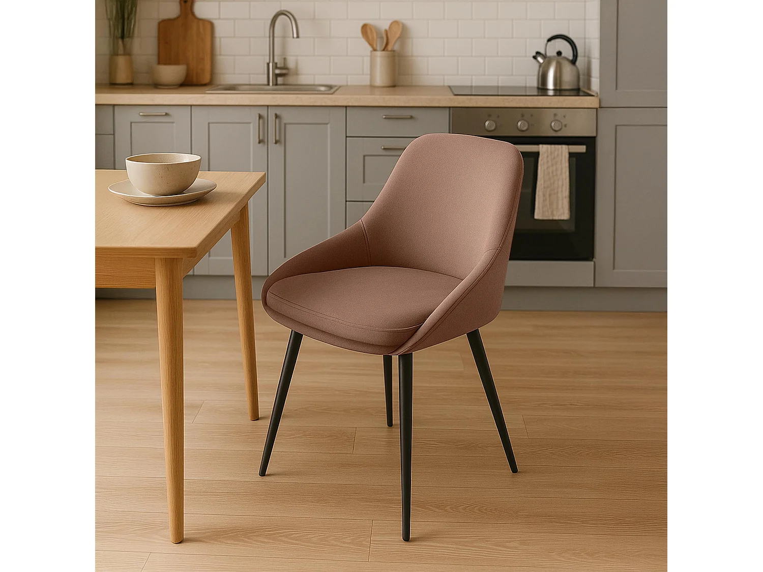 chaise salle à manger - Velours - Marron - Elmira