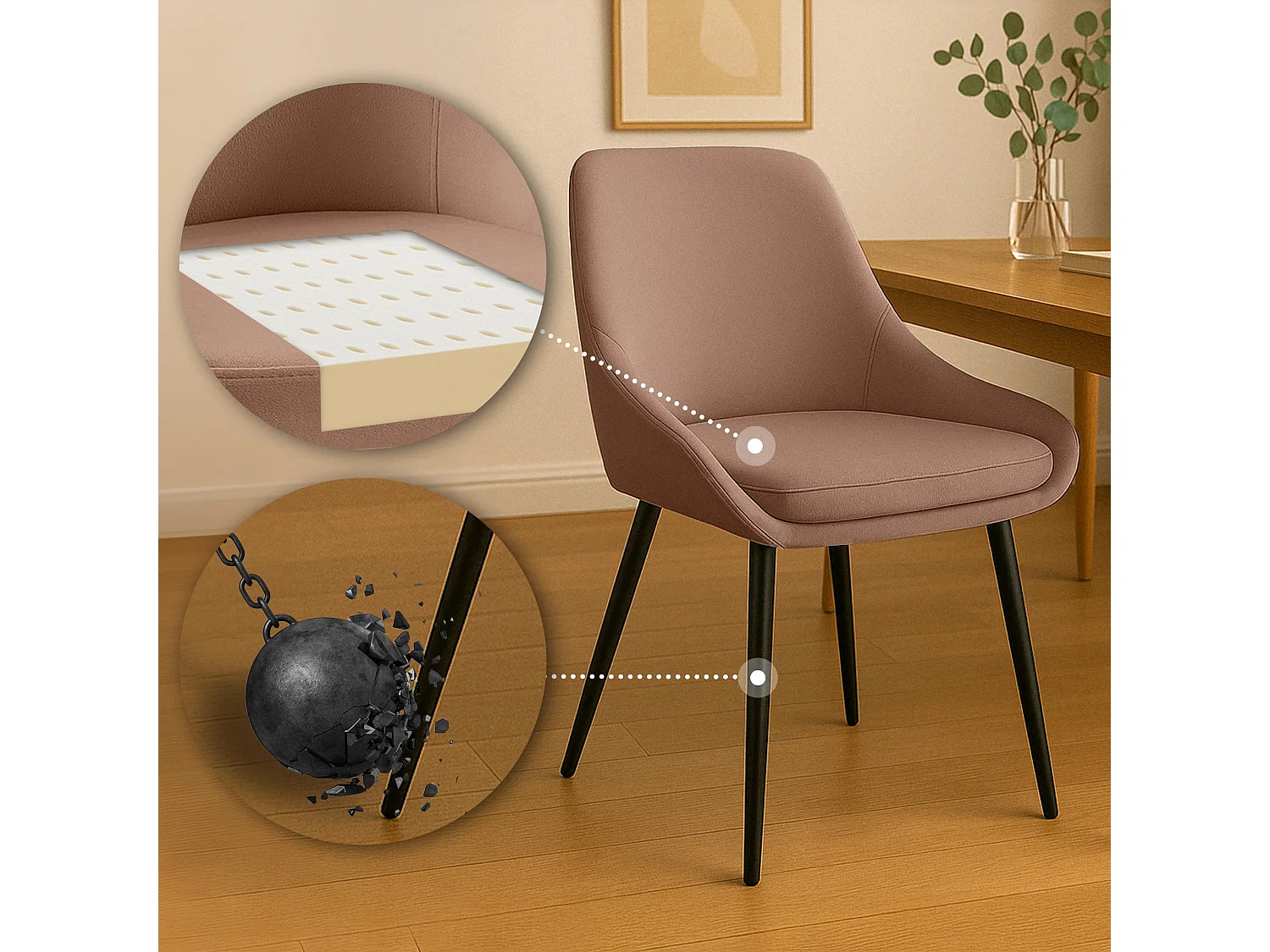 chaise salle à manger - Velours - Marron - Elmira