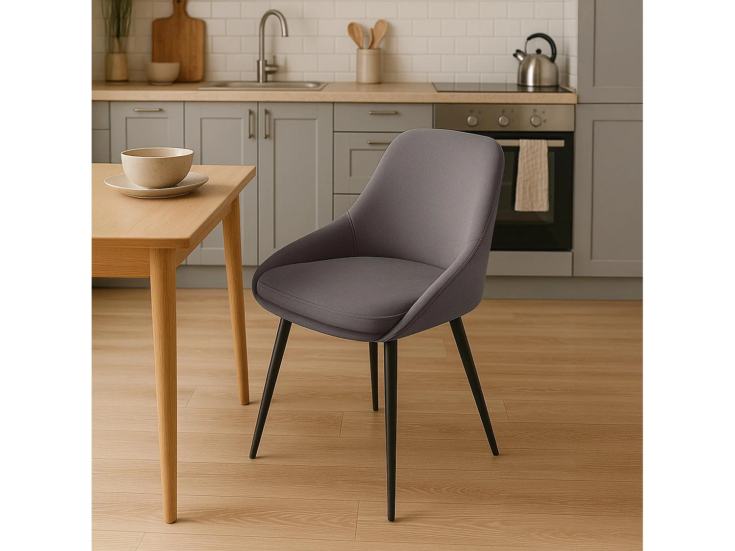 chaise salle à manger - Velours - Anthracite - Elmira