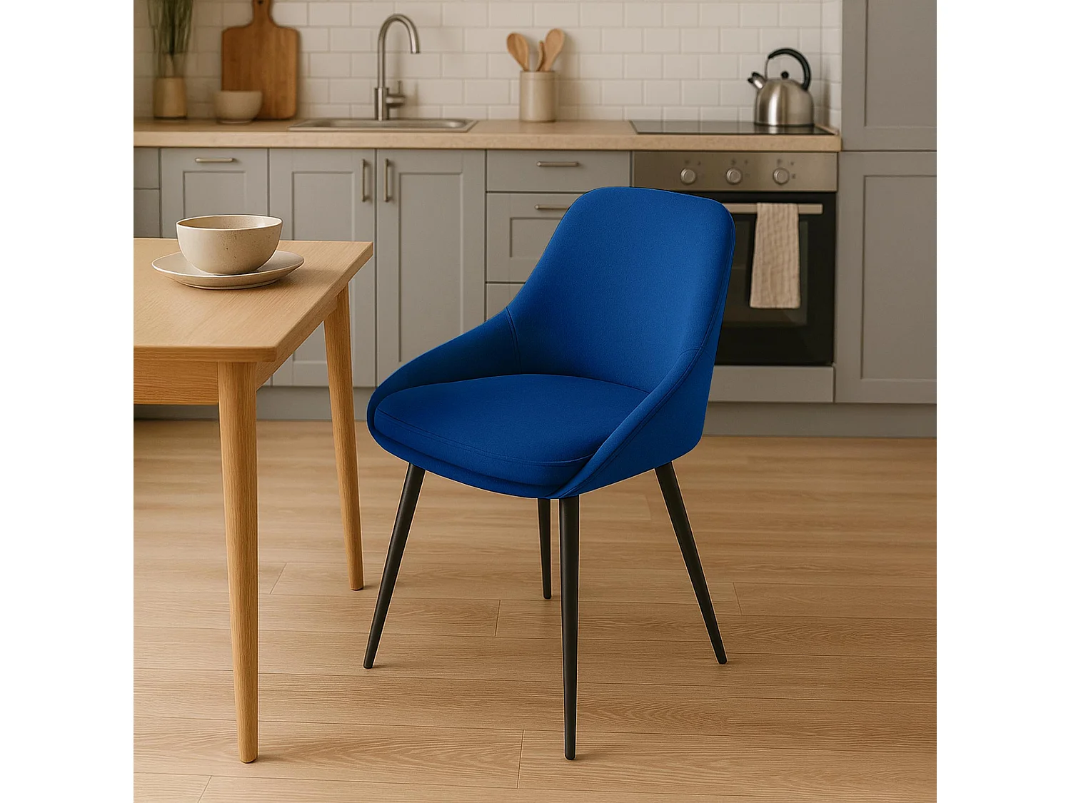 chaise salle à manger - Velours - Bleu foncé - Elmira