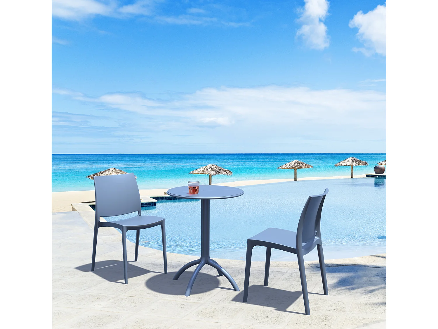 Lot de 4  Chaises de jardin - Plastique & Plastique - oliv - Maya