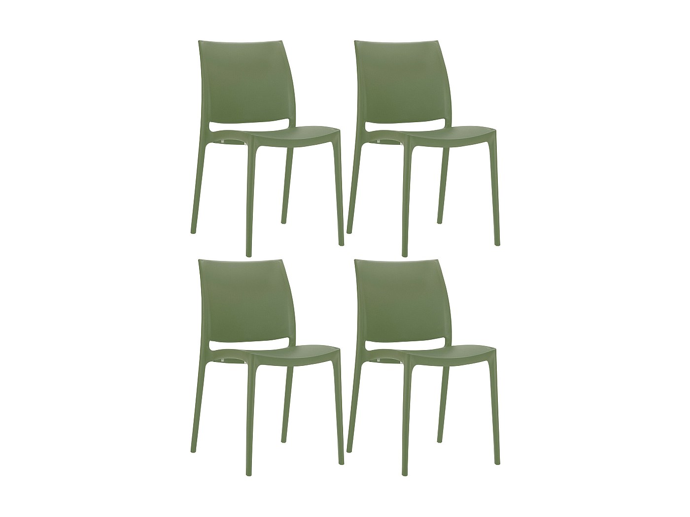 Lot de 4 Chaises de jardin - Plastique & Plastique - oliv - Maya