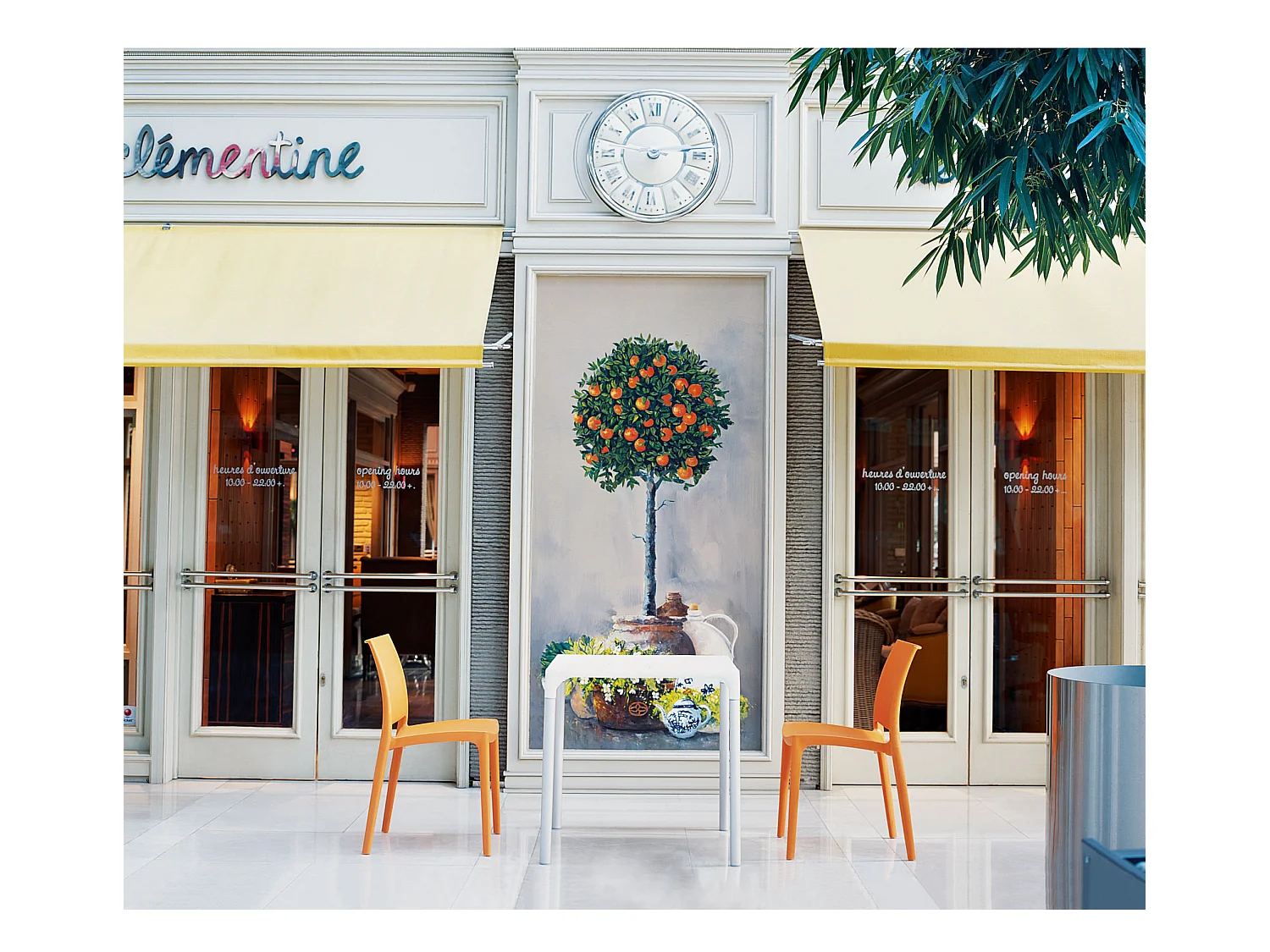 Lot de 4  Chaises de jardin - Plastique & Plastique - Orange - Maya