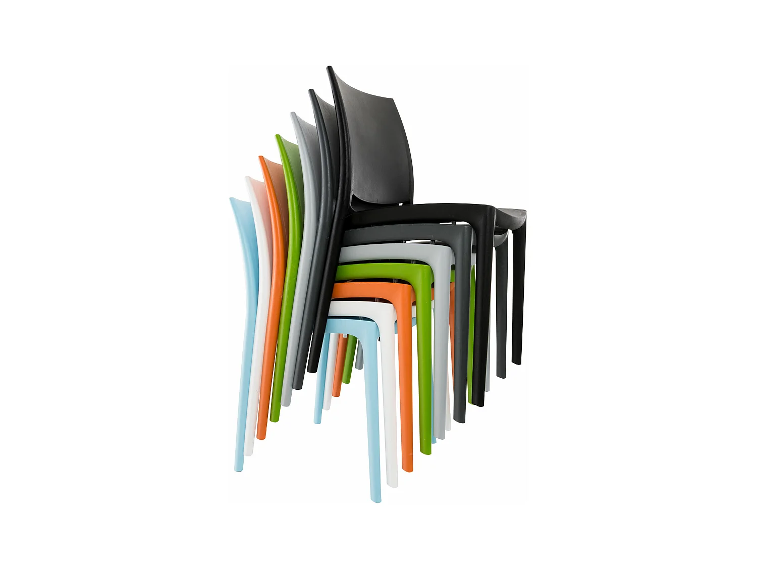 Lot de 4  Chaises de jardin - Plastique & Plastique - Orange - Maya