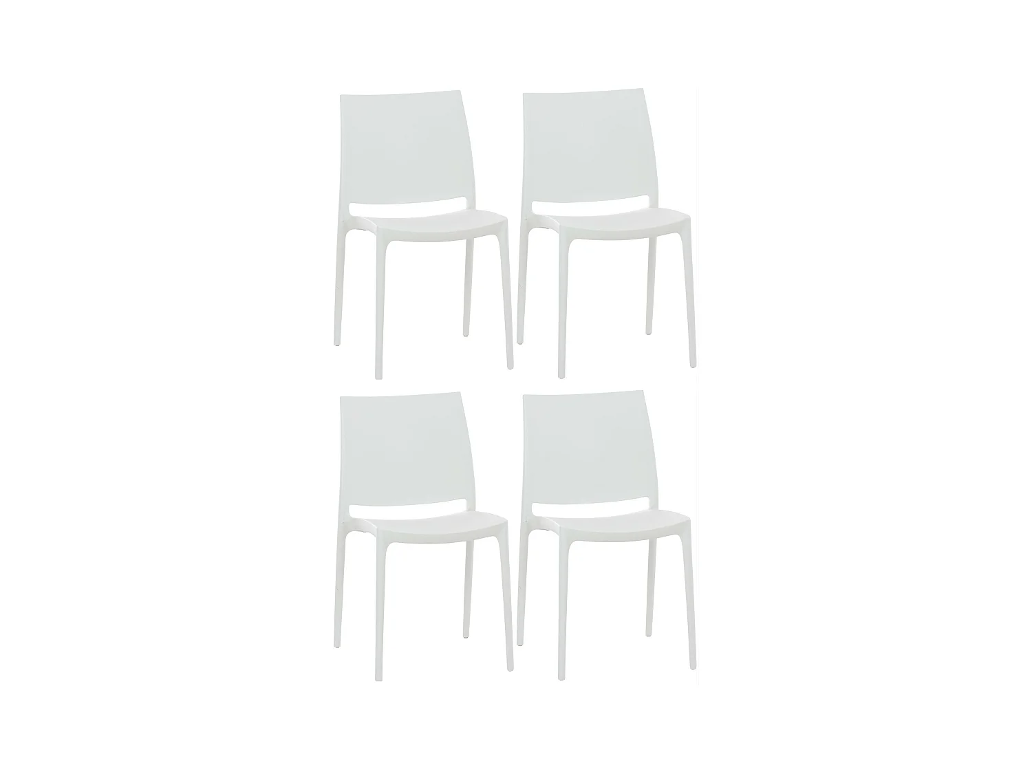 Lot de 4  Chaises de jardin - Plastique & Plastique - Blanc - Maya