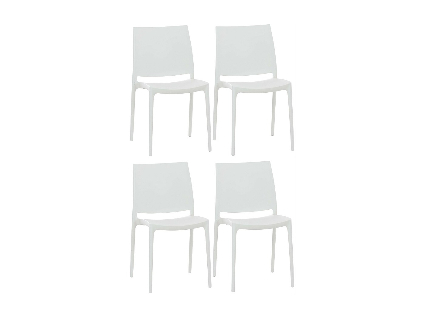 Lot de 4 Chaises de jardin - Plastique & Plastique - Blanc - Maya