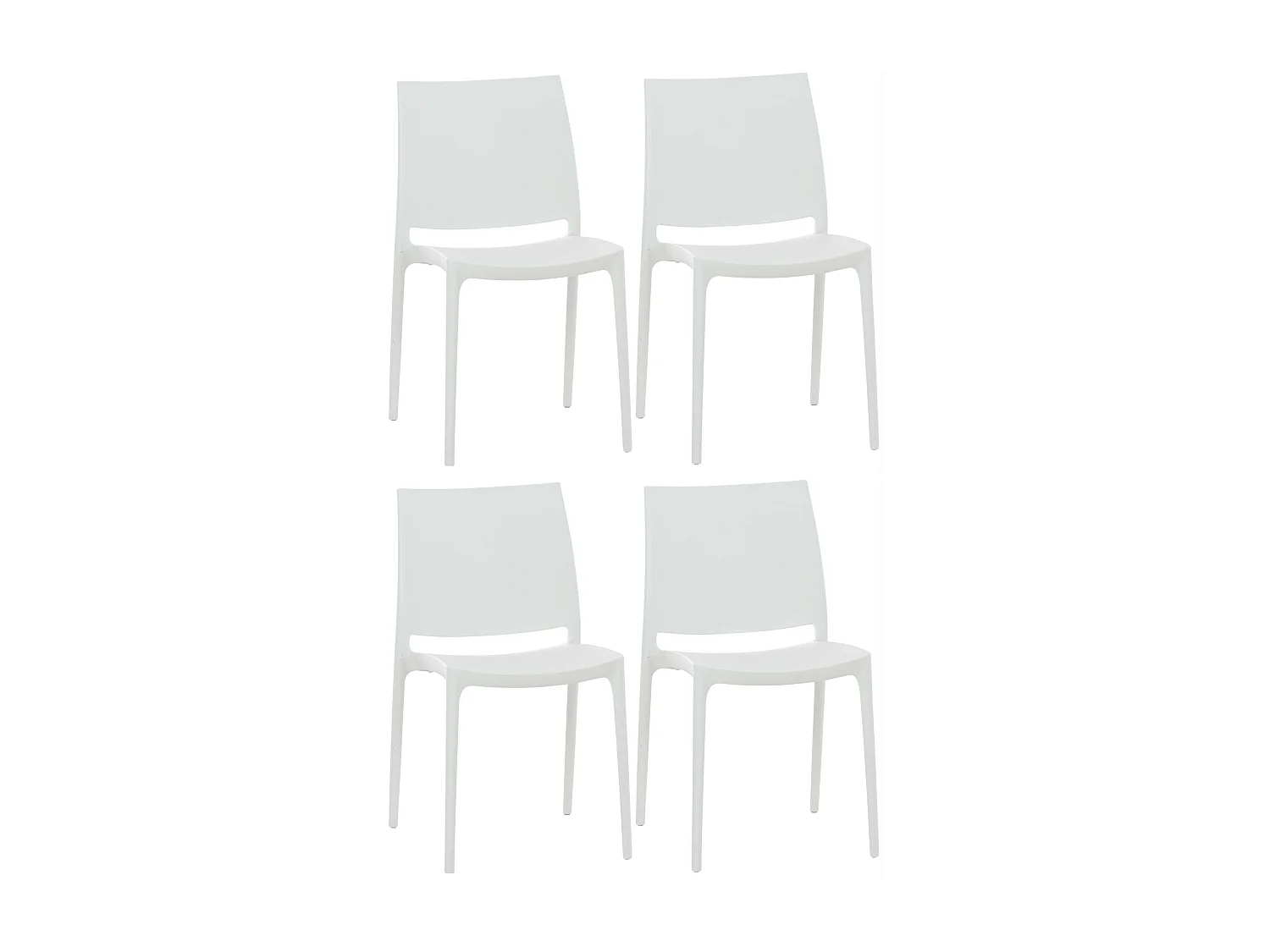 Lot de 4  Chaises de jardin - Plastique & Plastique - Blanc - Maya