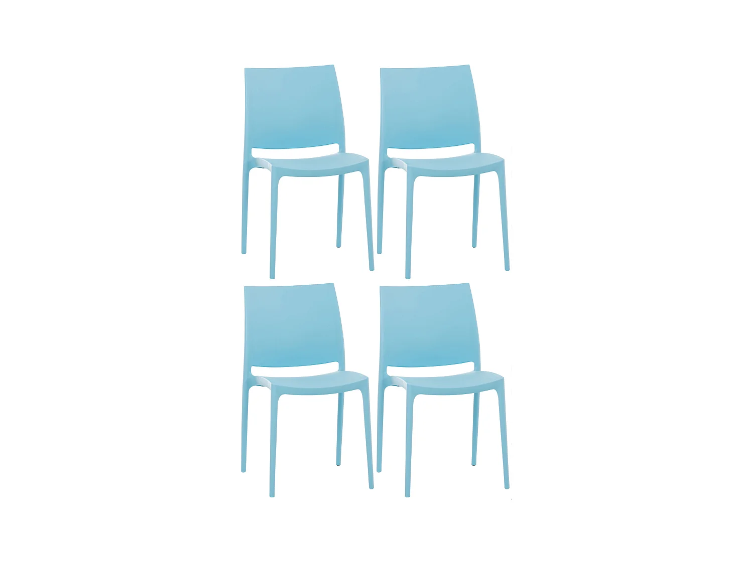 Lot de 4  Chaises de jardin - Plastique & Plastique - Bleu clair - Maya