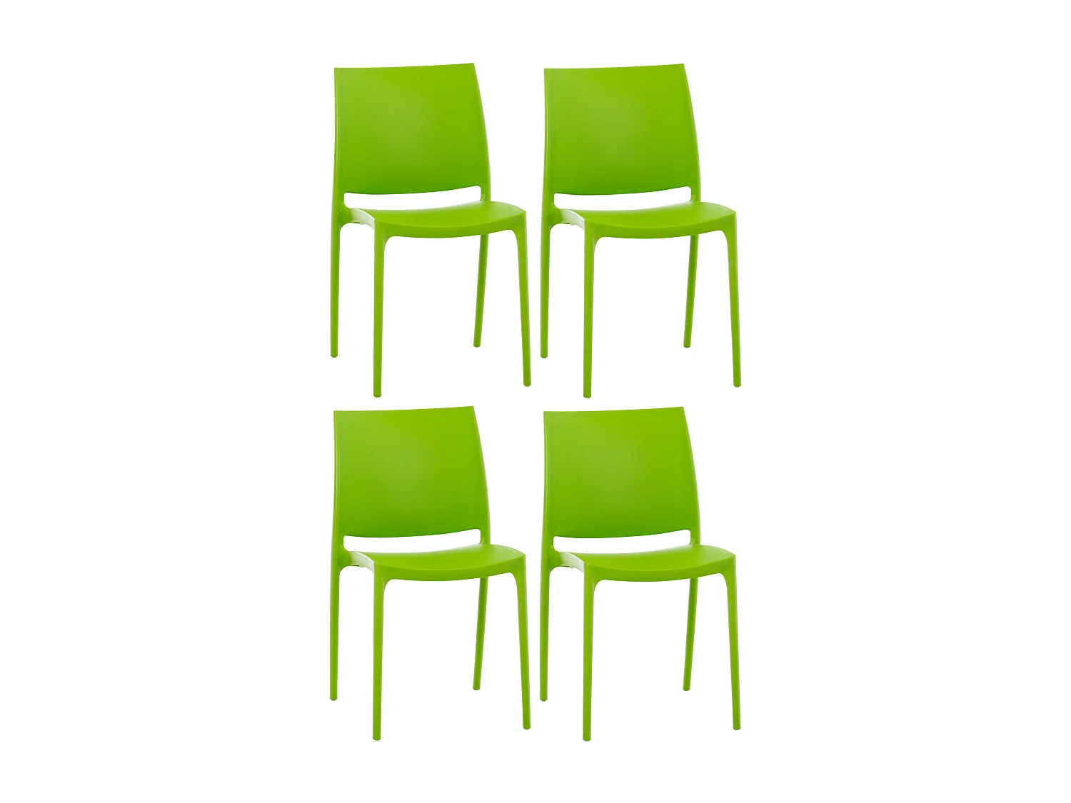Lot de 4  Chaises de jardin - Plastique & Plastique - Vert - Maya