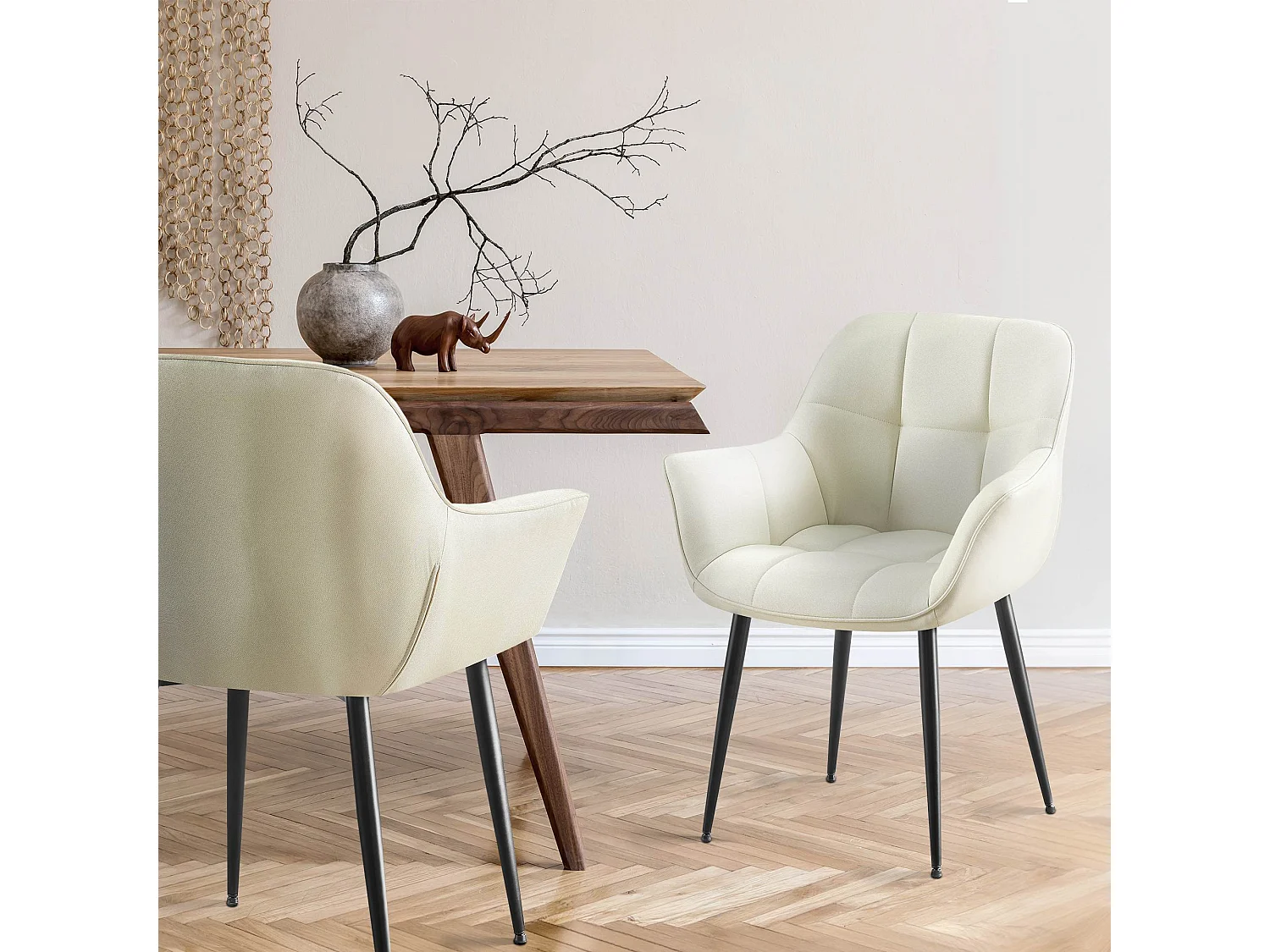 chaises avec accoudoirs - Tissu - Crème - Roseville